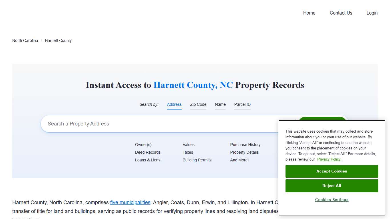 Harnett County Property Records Owners, Deeds, Permits